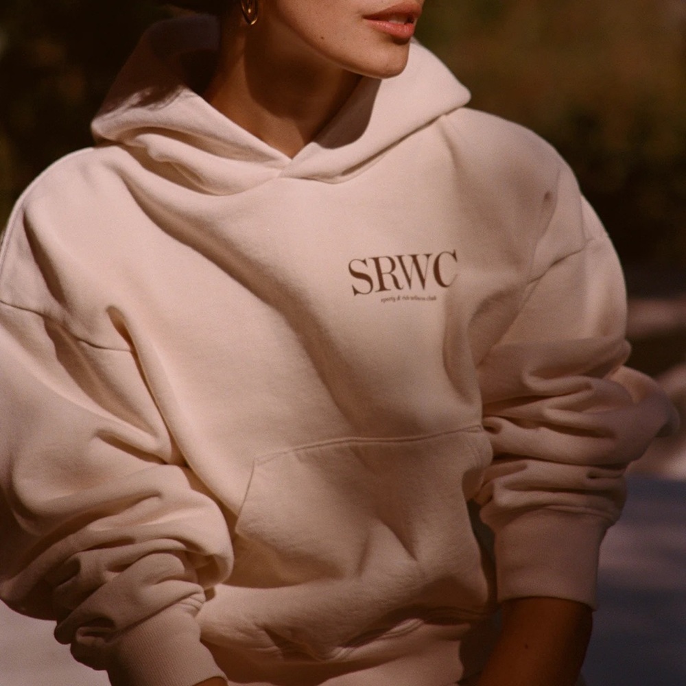 NEW SPORTY & RICH UPPER EAST SIDE CROPPED CREAM HOODIE SZ MEDIUM M